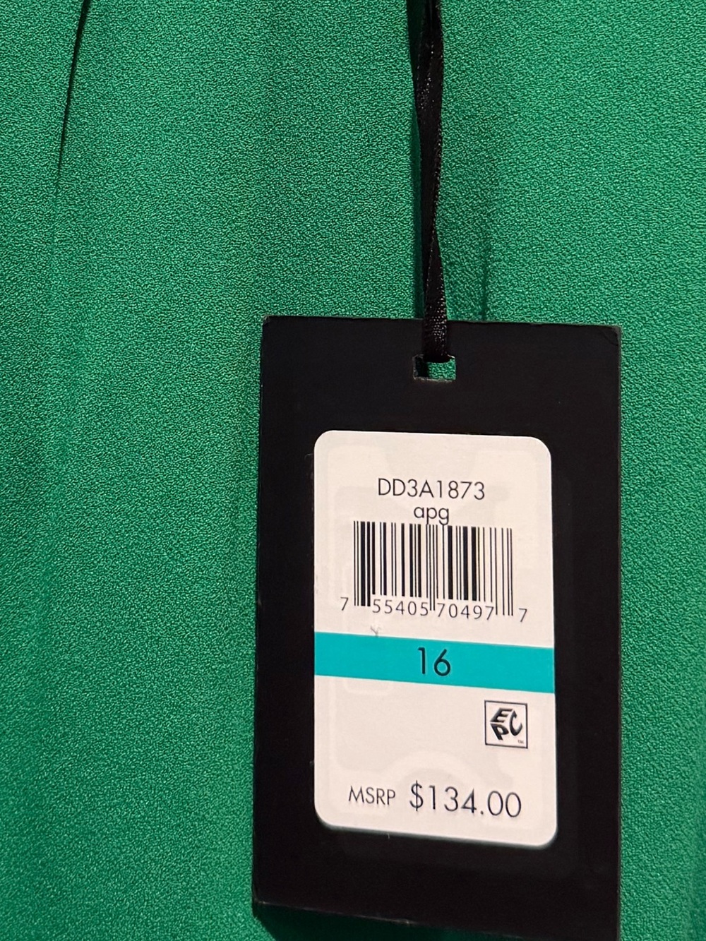 DKNY Emerald Green Sleeveless Pleated Neck Dress - Picture 2 of 4